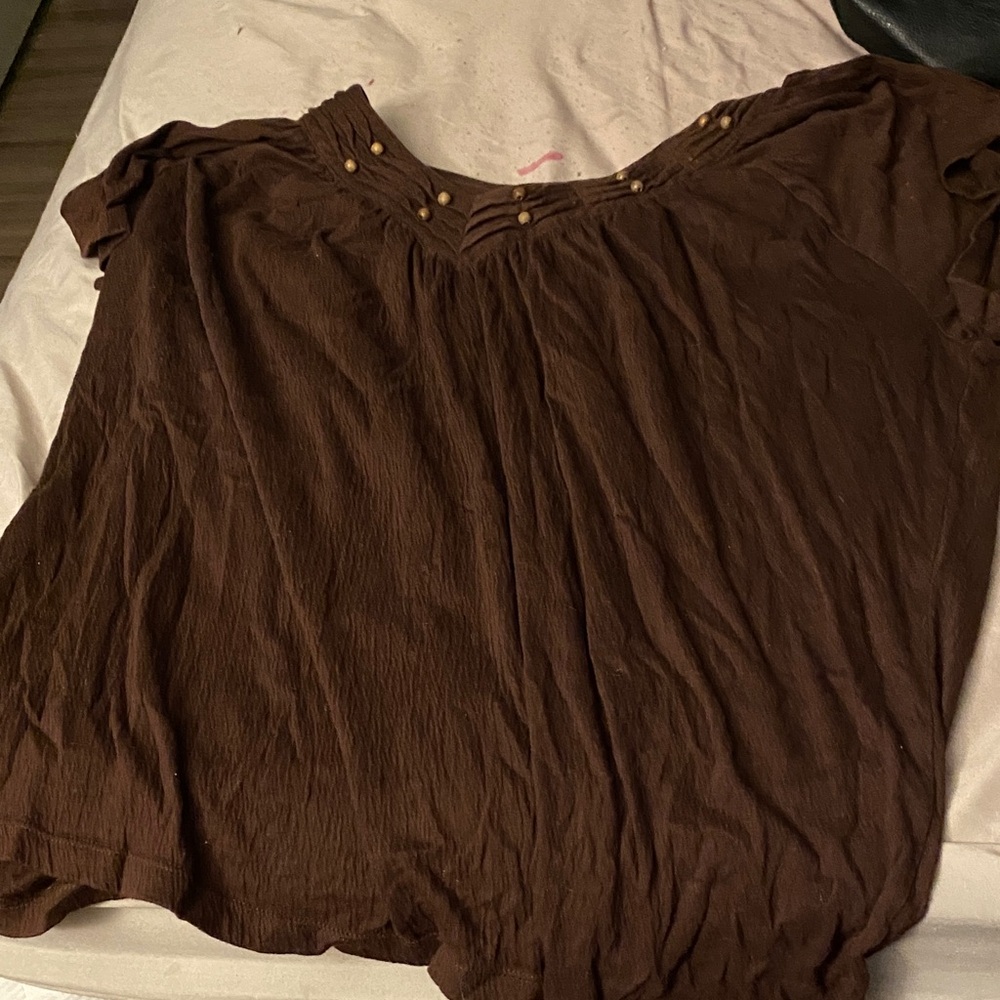 Bobbie Brooks Chocolate Brown Blouse with Button Accents
